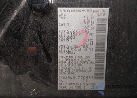 2020 Nissan Rogue Sl Intelligent Awd z USA, uszkodzony, nr VIN 5N1AT2MV2LC770955